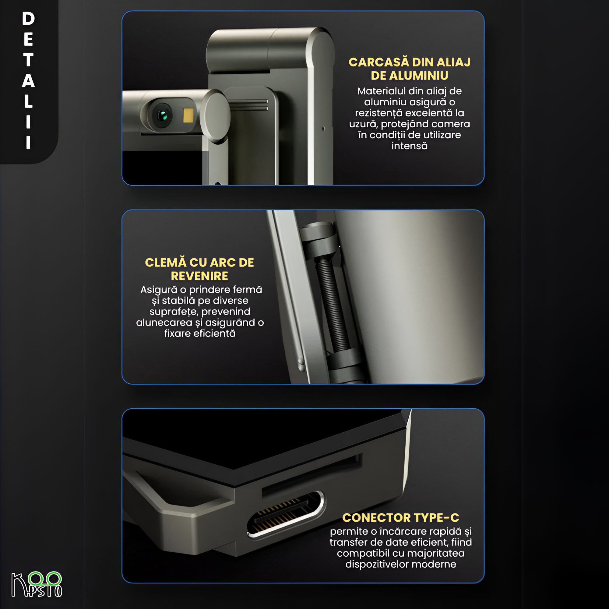 Caracteristici Camera Ultra HD 2K Koopsio