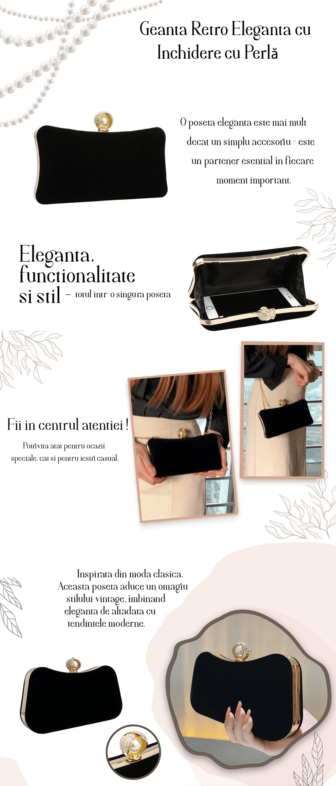 Geanta Dama Clutch Negru - Imagine 2