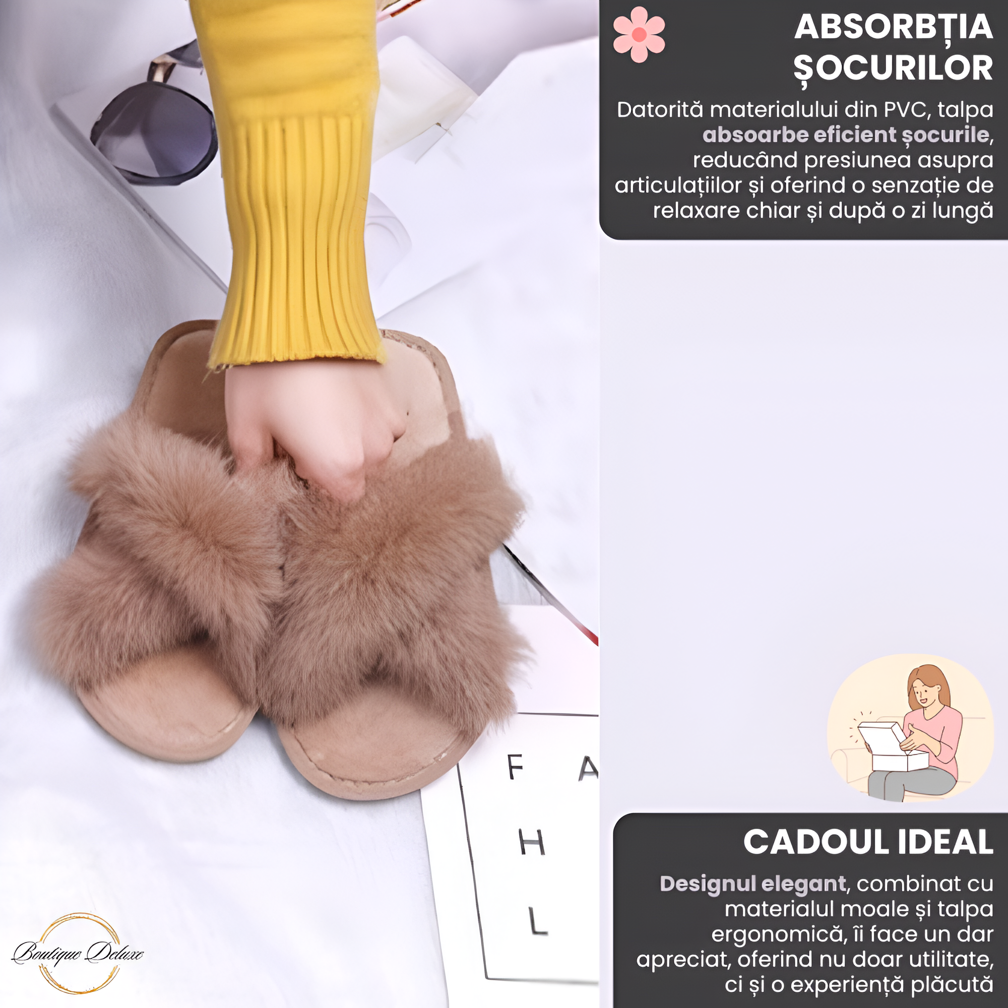 Papuci Dama Cu Blanita Maro Deschis Boutique Deluxe