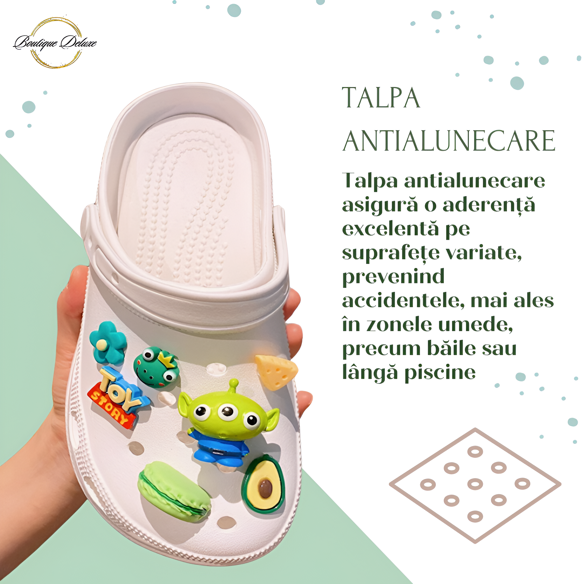 Papuci Din Plastic Alb Cu Aplicatii Haioase