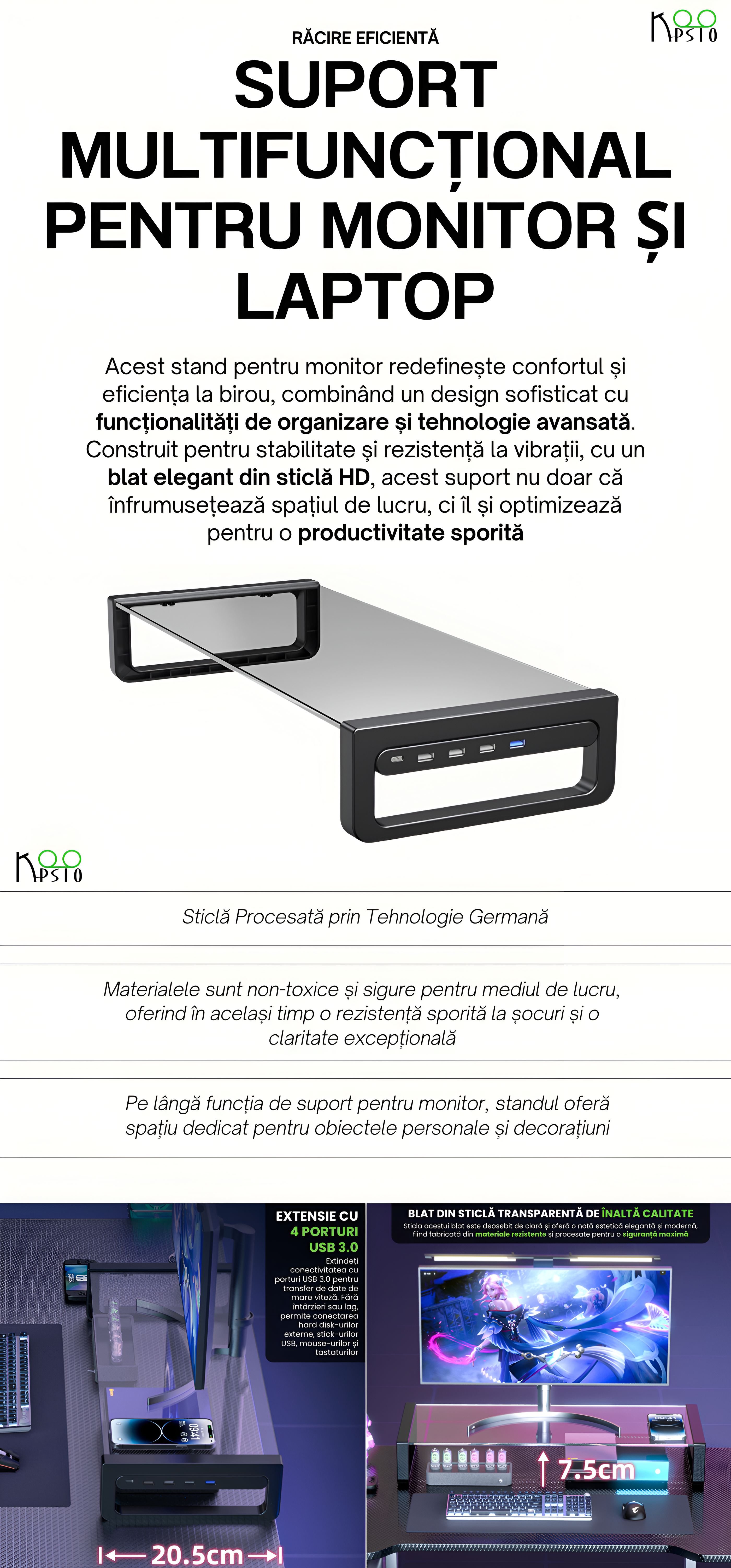 Suport Multifunctional Koopsio pentru Monitor si Laptop