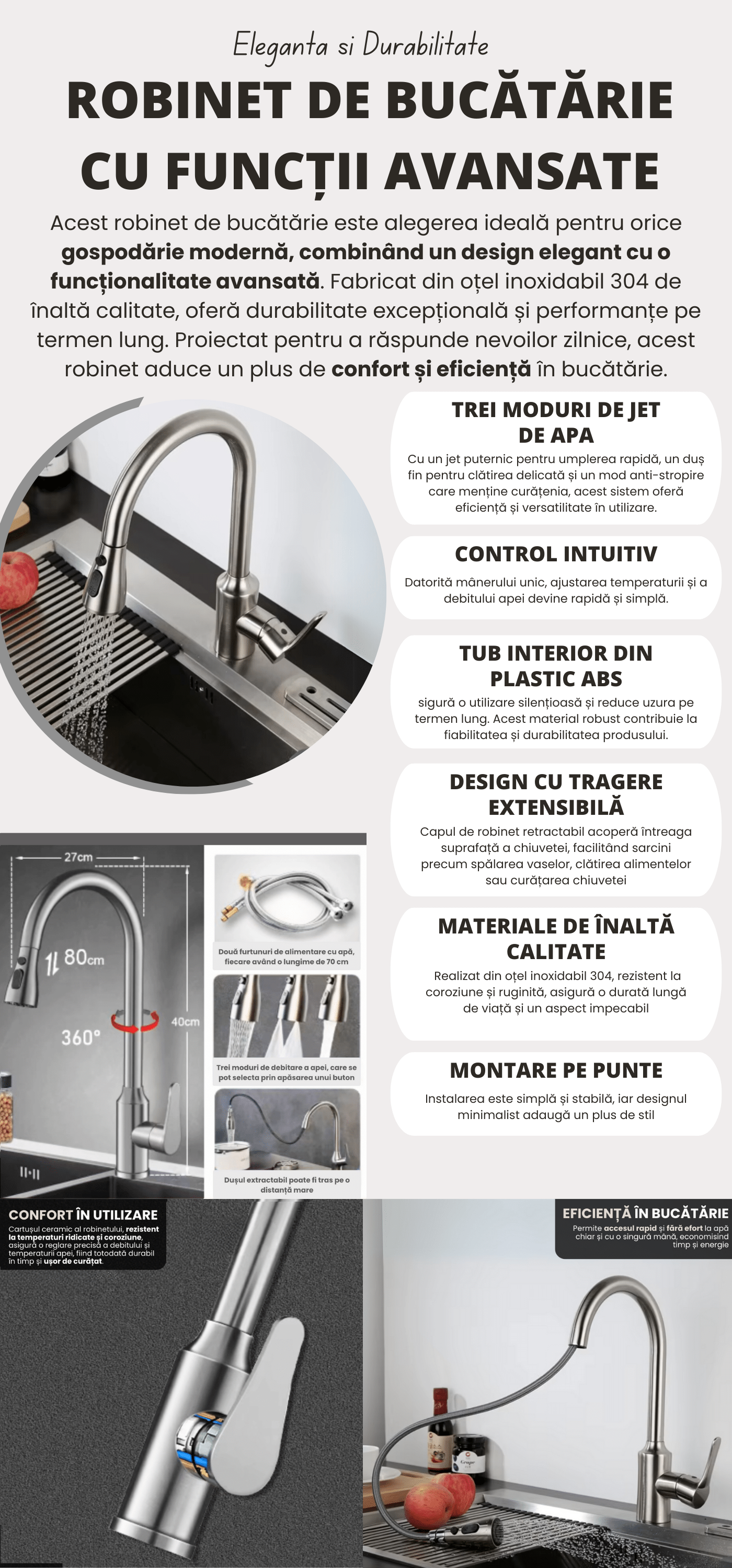 Robinet Bucatarie Tragere Extensibila